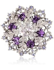 Pretty 14K Silver Tone Tanzanite Purple and Blue Brooch Pendant - Swarovski Element Crystals - For Her