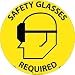 NMC WFS15 Walk On Floor Sign with Graphic, "SAFETY GLASSES REQUIRED", 17" Diameter, Pressure Sensitive Vinyl, Black On Yellow