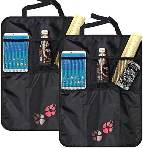 Car Seat Back Protector with Storage Organizer Pockets Fit Compact to Most Car, Truck,Pickup,SUV,Van 2 Pack Robbor Premium Quality Backseat Protector Universal Size Kick Mats
