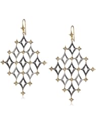 Lauren Harper Collection Mirage 18k Yellow Gold, 2 tone Silver and White Topaz Gate Earrings
