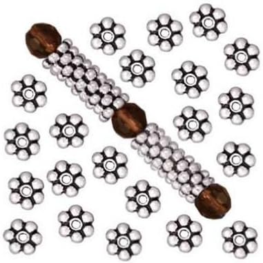 DUMAN 200pcs Tibetan Silver Daisy Spacer Metal Beads 6mm Jewelry Making