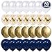 Navy Blue and Gold Confetti Balloons, 50 pcs 12 inch Pearl White and Gold Metallic Chrome Birthday Balloons for Celebration 2019 graduation party balloons