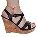 Beston EA80 Women's Platform Criss Cross Strappy Buckle Wedge Dress Sandals