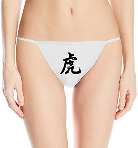 Women Tiger Japan Tattoo Sexy Thong Underwear White Large
