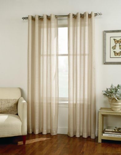 Easy Care Fabrics Semi Sheer Grommet Curtain/Drape/Window Panels, 54 by 84-Inch, Antique, 2-Pack