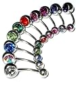 Body Colorz&trade; Lot of 10 Double Jeweled Gem Belly Navel Rings 14g 7/16"