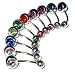Body Colorz&trade; Lot of 10 Double Jeweled Gem Belly Navel Rings 14g 7/16"