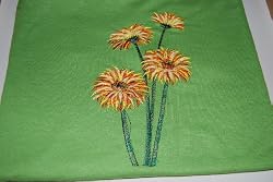 Embroidered Light Green T with Multi-color flowers Adult-L