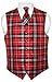 Men's Plaid Design Dress Vest NeckTie Black Red White Neck Tie Set