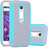 Moto G (3rd Gen) Case, LK [Shock Absorption] Hybrid Dual Layer Armor Defender Protective Case Cover for Motorola Moto G 3rd Generation 2015 (Mint)