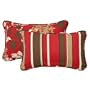 Pillow Perfect Decorative Red/Brown Floral/Striped Toss Pillow, Rectangle Reversible, 18-1/2 Length, 2-Pack