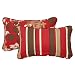 Pillow Perfect Decorative Red/Brown Floral/Striped Toss Pillow, Rectangle Reversible, 18-1/2 Length, 2-Pack