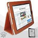 New luxury brown Synthetic Leather case for Apple ipad with Multi  Angle Stand + Free screen protector