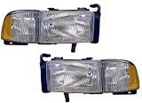 1994-1998 (1994 1995 1996 1997 1998 94 95 96 97 98) Dodge Ram Pickup Headlight Headlight assembly with side marker light - One Pair(Both Driver and Passenger Sides) - DOT Certified Headlight