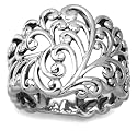 Sterling Silver Scroll Design Floral Ring