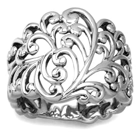 Sterling Silver Scroll Design Floral Ring