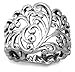 Sterling Silver Scroll Design Floral Ring, Size 8