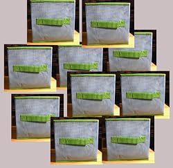 Storage Boxes (10) Collapsible blue with Green Rim Box 8 in x 8 in x 8 in