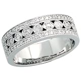 51q7o9xLC1L. SL160  14k White Gold Hexagons & Circles Diamond Band, w/ 0.55 Carat Brilliant Cut Diamonds, 1/4 in. (6mm) wide, size 8.5