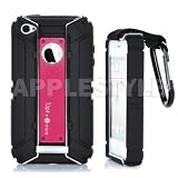 Silicone Armor Case with Carabiner Clip for Apple iPhone 4/4S - PINK