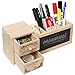 Natural Wood Office Supply Caddy / Pencil Holder / Desktop Stationary Organizer w/ Chalkboard - MyGift®