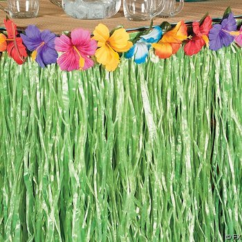 Hawaiian Luau Hibiscus Green Table Skirt 9Ft PartyB00550RA9E