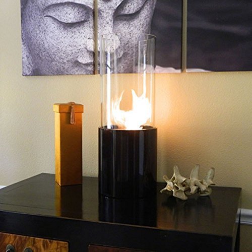 Nu-Flame Doppio Noir Tabletop Glass Cylinder Fireplace Black NF-T2DOOB by Nu-Flame