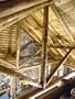 View of Stone Fireplace from Bedroom Loft of Summer Cabin Made from a Prefabricated Kit of Pine Logs Photographic Poster Print by John Dominis, 18x24