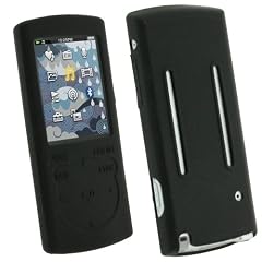 igadgitz Silikon H�lle Etui Case Schutzh�lle Tasche Skin in Schwarz f�r MP3 Players Sony Walkman NWZ-S765 NWZ-S764 + Display Schutzfolie