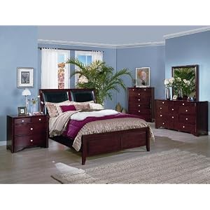 NEW 5pc Sleigh Platform Bedroom Set (Queen Bed+dress+mirror+2 Night Stands)
