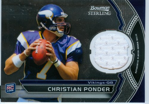 2011 Bowman Sterling Authentic Christian Ponder Rookie Game Worn Jersey Card