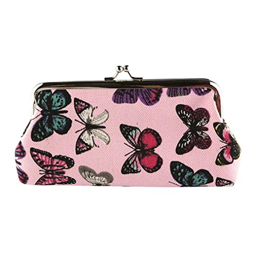 Wallet,toraway Lady Vintage Butterfly Mini Hasp Coin Purse Wallet Clutch Bag (Pink)