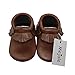 Mejale Baby Soft Soled Leather Moccasin Tassel Slip-on Infant Toddler Shoes Prewalker(6-12 mo/4.9in, Brown)