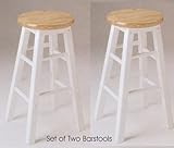 Set of 2 Natural and White Finish 24" Counter Height Stools