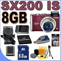 POWERSHOT SX-200 IS 12.0 MEGAPIXEL 12X IS IMAGE STABELIZED OPTICAL WIDE ANGLE ZOOM LENS 3.0 INCH LCD SCREEN DIGITAL CAMERA - RED