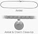 Sterling Silver Round LAUGH Charm Box Style Anklet