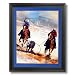 Solid Wood Black Framed Cowboy Team Roping Western Rodeo Horse Pictures Art Print