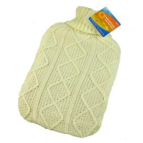 Ashley 2L Hot Water Bottle with Arran Knitted Cover in Cream