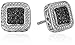 Amazon Collection Sterling Silver Black Diamond Square Stud Earrings