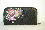 Ed Hardy - Ed Hardy Womens Zip Around Clutch Wallet ~ Love Kills Slowly