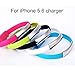 2 Pack Flat Bracelet Lightning Cable, Sync and Charging Power Data 8 Pin Wristband Cord for Iphone 7 6s Plus Ipad (Black)