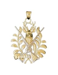 Dazzlers Solid 14 karats gold Deer and Hunting Guns Charm Pendant Available in three colors from jewelsberry (weights: 19.2 grams only)