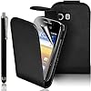 Supergets� Samsung Galaxy Y S5360 Black Top Flip Pu Leather Case, Screen Protector , Touch Screen Stylus And Polishing Cloth