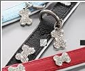Diamante Bone Dog Collar (Black on White) 1" x 18"-21"