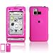 Hot Pink Rubber Feel with White Diamonds Snap-On Cover Hard Case Cell Phone Protector for LG Dare VX-9700 VX9700