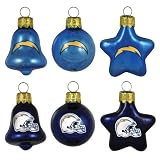 NFL San Diego Chargers Blown Glass Ball, Bell & Star 6-Pack Ornament Set
