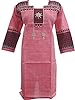 Women's Indian Ethnic Tunic Dress Pink Cotton Straight Cut Kurta Caftan (Chest:46")