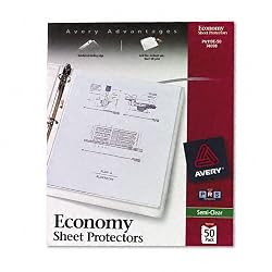 Avery Top-Load Poly Sheet Protectors, Economy Gauge, Letter Size, Semi-Clear, 50 per Box (74098)