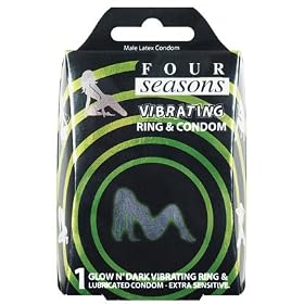 Four Seasons Massaging Condo 4 Condoms,vibe Ring With 2batteri
