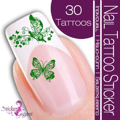 Nail Tattoo Sticker Schmetterling / Floral - gr&uuml;n Preisvergleich
